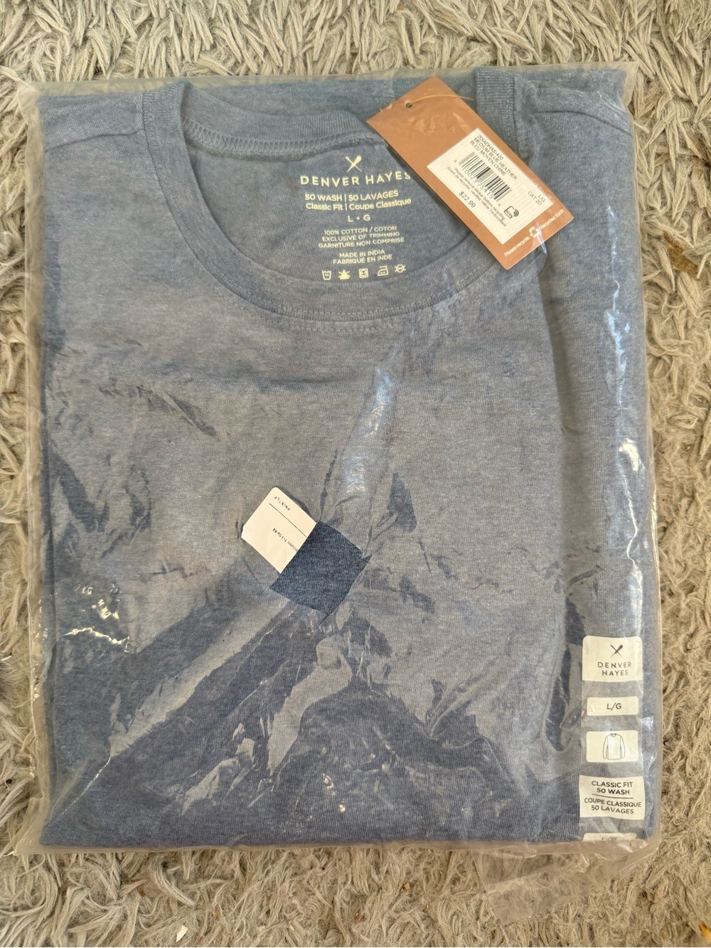 Denver Hayes Heather Blue Short Sleeve Crew Neck Tee